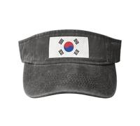 Bandiera della Repubblica di Corea cappello da cowboy cavo lavato stampato in cotone nero, alla moda e versatile per tutte le stagioni., Erica profonda, taglia unica
