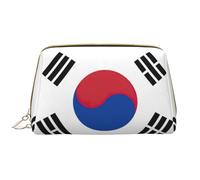 Bandiera della Repubblica di Corea in pelle Hand Held Zipper Makeup Bag Carino Make Up Case Large Wide Open Pouch Pen Case, bianco, Taglia unica