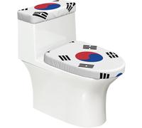 Bandiera della Repubblica di Corea Set di copriwater elastico e copertura per serbatoio, decorazione morbida elastica per bagno a forma di U ovale