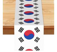 Bandiera della Repubblica di Corea Stampa Lino Texture Runner Da Tavolo Resistente Allo Sbiamento Decorazione Tavolo Da Pranzo Per Buffet Console Cucina 33x183cm
