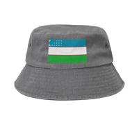 Bandiera della Repubblica di Uzbekistan Cappello da cowboy nero retrò e alla moda adatto per tutti i tipi di attività all'aperto, grigio, Taglia unica