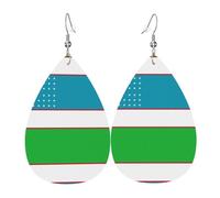 Bandiera Della Repubblica Di Uzbekistan Orecchino In Pelle Per Le Donne Goccia Penzolare Stampato Accessori Moda Abbigliamento Quotidiano Partito, Misura unica, Pelle