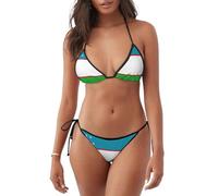 Bandiera della Repubblica di Uzbekistan Stampa Bikini Leggero Costume da bagno Due Pezzi Costume da bagno Beachwear Piscina Indossare Attività Estiva, Nero , L