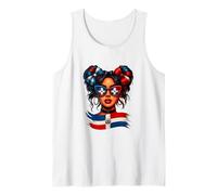 Bandiera della Repubblica Dominicana Orgoglioso Dominicano Messy Bun Donne Ragazza Canotta