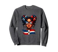 Bandiera della Repubblica Dominicana Orgoglioso Dominicano Messy Bun Donne Ragazza Felpa