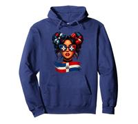 Bandiera della Repubblica Dominicana Orgoglioso Dominicano Messy Bun Donne Ragazza Felpa con Cappuccio