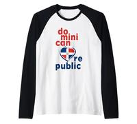 Bandiera della Repubblica Dominicana Pride con Testo in Grassetto Classico Maglia con Maniche Raglan