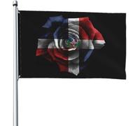 Bandiera della Repubblica Dominicana Rose2 Flags 4x6 piedi, striscioni per patio, prato e giardino, decorazioni per esterni, colori vivaci e resistenti allo sbiadimento.