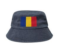 Bandiera della Romania Cappello da cowboy nero retrò e alla moda adatto per tutti i tipi di attività all'aperto, blu navy, Taglia unica