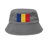 Bandiera della Romania Cappello da cowboy nero retrò e alla moda adatto per tutti i tipi di attività all'aperto, grigio, Taglia unica