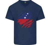 Bandiera Della Samoa Calcio Giorno Mens V-Neck T-Shirt In Cotone