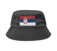 Bandiera della Serbia Cappello da cowboy nero retrò e alla moda adatto per tutti i tipi di attività all'aperto, Nero , Taglia unica