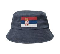 Bandiera della Serbia Cappello da cowboy nero retrò e alla moda adatto per tutti i tipi di attività all'aperto, blu navy, Taglia unica