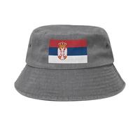Bandiera della Serbia Cappello da cowboy nero retrò e alla moda adatto per tutti i tipi di attività all'aperto, grigio, Taglia unica