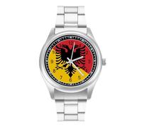 Bandiera della Sicilia Arbereshe Fashion Orologio da polso al quarzo in acciaio inox con numeri arabi per uomo donna, Stile:, regular, MHXYZHW