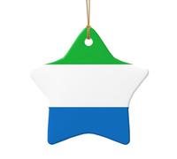Bandiera della Sierra Leone Stampa Ornamenti in Ceramica Albero di Natale Appeso Decorazione di Natale Porcellana Vacanze