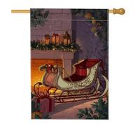 Bandiera della slitta per casa con slitta, regali di Natale per camino, colore rosso, su entrambi i lati, per portico, patio, cortile, prato, ingresso, balcone, 71 x 101 cm