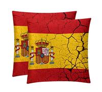 Bandiera della Spagna con emblema, confezione da 2, federe decorative quadrate per cuscini, decorazioni per la casa per divano, letto e sedia