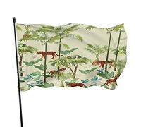 Bandiera della tigre 0,9 x 1,5 m con animali africani nella giungla tropicale verde salvia sfondo colore verde per esterni decorazione da giardino portico banner leggero - resistente allo sbiadimento