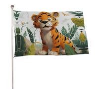 Bandiera della tigre dei cartoni animati 119,4 x 177,8 cm, stampa su entrambi i lati, bandiera decorativa da giardino, non sbiadisce, con occhielli in ottone da appendere, sfondo fotografico per