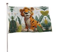Bandiera della tigre dei cartoni animati, 152,4 x 243,8 cm, stampa su entrambi i lati, bandiera decorativa da giardino, non sbiadisce, con occhielli in ottone da appendere, sfondo fotografico per