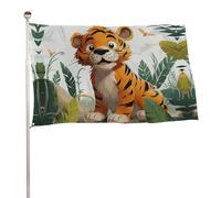 Bandiera della tigre dei cartoni animati 61 x 88,9 cm, stampa su entrambi i lati, bandiera decorativa da giardino, non sbiadisce, con occhielli in ottone da appendere, sfondo fotografico per interni