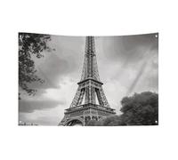 Bandiera della Torre di Parigi con 4 occhielli, bandiere su un lato in poliestere resistente, striscioni resistenti alle intemperie per dormitori, feste, riprese, festival, decorazione 119,4 x 177,8