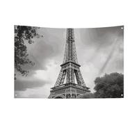 Bandiera della Torre di Parigi con 4 occhielli, bandiere su un lato in poliestere resistente, striscioni resistenti alle intemperie per dormitori, feste, riprese, festival, decorazione 89 x 150 cm