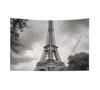 Bandiera della Torre di Parigi con 4 occhielli, bandiere su un lato in poliestere resistente, striscioni resistenti alle intemperie per dormitori, feste, riprese, festival, decorazione 152,4 x 243,8