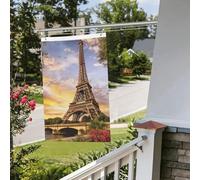 Bandiera della Torre Eiffel di Parigi, 0,6 x 90 cm, per esterni e interni, primavera, estate, autunno, inverno, da giardino, con occhiello, verticale, double face, bandiere per le vacanze, striscione