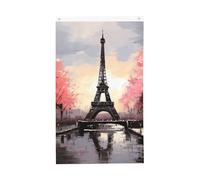 Bandiera della Torre Eiffel di Parigi dipinta a olio, 3x5 piedi, per interni, con occhielli, verticale, bifacciale, da giardino, da appendere alla parete, poster, grande striscione, cartello, bandiere