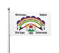 Bandiera della tribù Sioux del fiume Cheyenne, 90x150 cm, resistente, in poliestere, bifacciale, per esterni, decorazione, ideale per casa, patio, giardino e come bandiera di benvenuto.