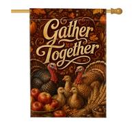 Bandiera della Turchia, rustica tradizionale frutta grano del Ringraziamento marrone double face in iuta grande bandiera da giardino per esterni, patio, prato, ingresso campeggio, 71 x 101 cm