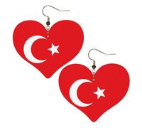 Bandiera della Turchia Stampe Eleganti Orecchini a Forma di Cuore Leggero Accessori Da Donna Perfetto Per Feste E San Valentino.