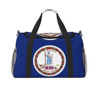 Bandiera della Virginia stampa bagaglio a mano per donne uomini borsa a tracolla Weekender per yoga viaggio must-have, nero, Taglia unica