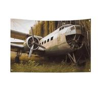 Bandiera dell'aereo abbandonato con 4 occhielli, bandiere su un lato in poliestere resistente, striscioni resistenti alle intemperie per dormitori, feste, riprese, festival, decorazione 89 x 150 cm