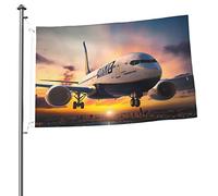 Bandiera dell'aeroplano del cielo blu del tramonto 2x3 FT a doppia faccia all'esterno, grande decorazione esterna dell'iarda della bandiera della casa dello stendardo
