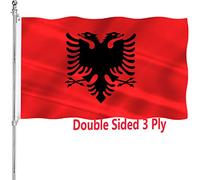 Bandiera dell'Albania 3x5 doppia faccia bandiera albanese per esterni 3 strati 200D poliestere resistente e tela durevole intestazione