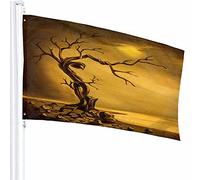 Bandiera dell'albero Decor 3x5 Ft Morto Schizzo Ramo Secco Fogliame Vecchio Vintage Crepa Crepa Crescere Singolo Poliestere Stampato Motivo Decorazioni per Esterni per Case e Giardini