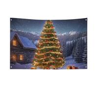Bandiera dell'albero di Natale con 4 occhielli, bandiere su un lato in poliestere resistente, striscioni resistenti alle intemperie per dormitori, feste, riprese, festival, decorazione 61 x 88,9 cm