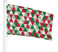 Bandiera dell'albero di vischio 4x6 FT Natale Rosso Verde Bianco Triangoli geometrici Bandiere per esterni Grandi striscioni di benvenuto per il cortile Giardino di casa Decorazione per prato