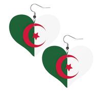 Bandiera Dell'Algeria Cuoio A Forma Di Cuore Orecchini Delle Donne di Modo Delle Danze Di Nozze Accessori, Misura unica, Pelle sintetica