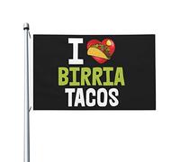 Bandiera dell'amante dei taco Bandiera I Love Birria Tacos Bandiere vintage bifacciali Banner esterno per la casa 3x5 Ft, Arazzo I Love Birria Tacos per l'aula