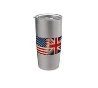 Bandiera dell'amicizia con bandiera USA e Regno Unito Bicchiere termico in acciaio inox doppia parete