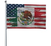 Bandiera dell'amicizia tra Stati Uniti e Messico, 3 bandiere da 4x6 piedi, per patio, prato e giardino, decorazione per esterni, colori vivaci e resistenti allo sbiadimento.