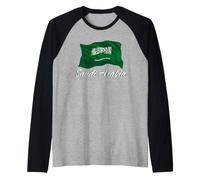 Bandiera dell'Arabia Saudita Patriottica KSA Uomini Donne Bambini Arabia Maglia con Maniche Raglan