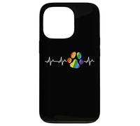 Bandiera dell'arcobaleno di ECG dell'impronta dell'animale domestico di battito cardiaco della stampa della zampa del cane Custodia per iPhone 13 Pro