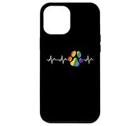 Bandiera dell'arcobaleno di ECG dell'impronta dell'animale domestico di battito cardiaco della stampa della zampa del cane Custodia per iPhone 12 Pro Max
