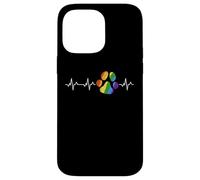 Bandiera dell'arcobaleno di ECG dell'impronta dell'animale domestico di battito cardiaco della stampa della zampa del cane Custodia per iPhone 14 Pro Max