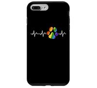 Bandiera dell'arcobaleno di ECG dell'impronta dell'animale domestico di battito cardiaco della stampa della zampa del cane Custodia per iPhone 7 Plus/8 Plus